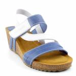 BLU SANDAL 4325BLU/68 niebieskie białe sandały damskie koturna