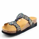 SCHOLL NEW BOGOTA WEDGE MED czarne multi klapki damskie wl25 MF266071370