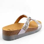 SCHOLL NEW BOGOTA WEDGE MED srebrne klapki damskie wl25 MF266071628