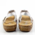 RIEKER 62860-90 E1/2 srebrne sandały damskie