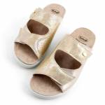 SCHOLL ANTONIA ELASTIC MED MF008622329 złote klapki damskie wl26 tęgość